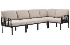 Nardi B&eacute;žov&aacute; l&aacute;tkov&aacute; zahradn&iacute; rohov&aacute; pohovka Komodo s tmavě &scaron;edou podnož&iacute; 294 cm