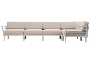 Nardi B&eacute;žov&aacute; zahradn&iacute; rohov&aacute; pohovka Maximo s b&iacute;lou podnož&iacute; 345 cm