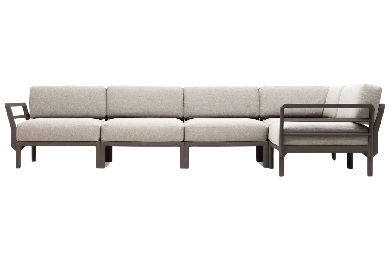 Nardi Béžová zahradní rohová pohovka Maximo s hnědou podnoží 345 cm