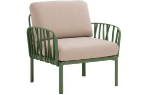 Nardi B&eacute;žov&eacute; l&aacute;tkov&eacute; zahradn&iacute; křeslo Komodo II. se zelenou podnož&iacute;