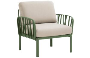 Nardi B&eacute;žov&eacute; l&aacute;tkov&eacute; zahradn&iacute; křeslo Komodo se zelenou podnož&iacute;