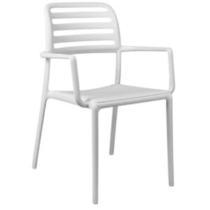 Nardi B&iacute;l&aacute; plastov&aacute; zahradn&iacute; židle Costa s područkami