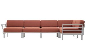 Nardi Červen&aacute; zahradn&iacute; rohov&aacute; pohovka Maximo s b&iacute;lou podnož&iacute; 345 cm