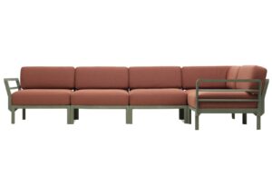 Nardi Červen&aacute; zahradn&iacute; rohov&aacute; pohovka Maximo se zelenou podnož&iacute; 345 cm