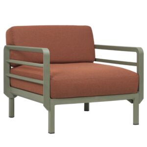 Nardi Červen&eacute; zahradn&iacute; křeslo Maximo Poltrona se zelenou podnož&iacute;