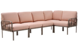 Nardi Růžov&aacute; l&aacute;tkov&aacute; zahradn&iacute; rohov&aacute; pohovka Komodo s hnědo&scaron;edou podnož&iacute; 294 cm