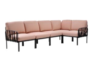 Nardi Růžov&aacute; l&aacute;tkov&aacute; zahradn&iacute; rohov&aacute; pohovka Komodo s tmavě &scaron;edou podnož&iacute; 294 cm