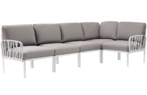 Nardi &Scaron;ed&aacute; l&aacute;tkov&aacute; zahradn&iacute; rohov&aacute; pohovka Komodo s b&iacute;lou podnož&iacute; 294 cm