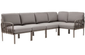 Nardi &Scaron;ed&aacute; l&aacute;tkov&aacute; zahradn&iacute; rohov&aacute; pohovka Komodo s hnědo&scaron;edou podnož&iacute; 294 cm