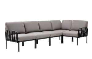 Nardi &Scaron;ed&aacute; l&aacute;tkov&aacute; zahradn&iacute; rohov&aacute; pohovka Komodo s tmavě &scaron;edou podnož&iacute; 294 cm