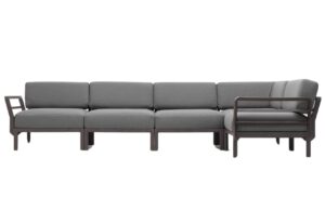 Nardi &Scaron;ed&aacute; zahradn&iacute; rohov&aacute; pohovka Maximo s hnědou podnož&iacute; 345 cm