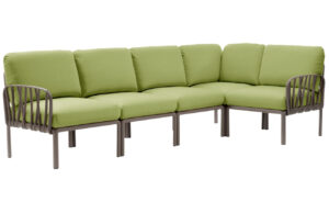 Nardi Zelen&aacute; l&aacute;tkov&aacute; zahradn&iacute; rohov&aacute; pohovka Komodo s hnědo&scaron;edou podnož&iacute; 294 cm