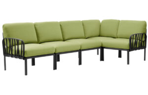 Nardi Zelen&aacute; l&aacute;tkov&aacute; zahradn&iacute; rohov&aacute; pohovka Komodo s tmavě &scaron;edou podnož&iacute; 294 cm