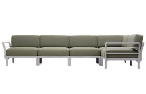 Nardi Zelen&aacute; zahradn&iacute; rohov&aacute; pohovka Maximo s b&iacute;lou podnož&iacute; 345 cm