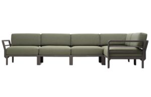 Nardi Zelen&aacute; zahradn&iacute; rohov&aacute; pohovka Maximo s hnědou podnož&iacute; 345 cm