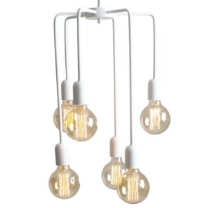 Nordic Design B&iacute;l&eacute; kovov&eacute; z&aacute;věsn&eacute; světlo Trimo Tall