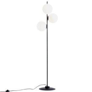 Nordic Design B&iacute;lo čern&aacute; skleněn&aacute; stojac&iacute; lampa Bubbly 155 cm