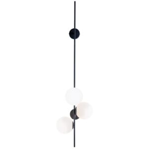 Nordic Design B&iacute;lo čern&eacute; skleněn&eacute; n&aacute;stěnn&eacute; světlo Bubbly 150 cm