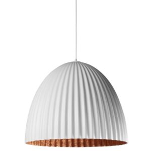 Nordic Design B&iacute;lo měděn&eacute; kovov&eacute; z&aacute;věsn&eacute; světlo Liss 50 cm