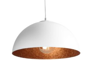 Nordic Design B&iacute;lo měděn&eacute; z&aacute;věsn&eacute; světlo Darly 35 cm