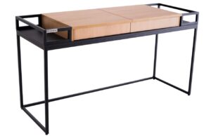 Nordic Design Čern&yacute; kovov&yacute; toaletn&iacute; stolek Femini 140 x 50 cm s dubovou deskou