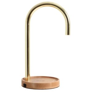 Nordic Design Mosazn&aacute; kovov&aacute; stoln&iacute; LED lampa Pipe s bezdr&aacute;tovou nab&iacute;ječkou