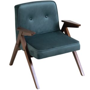 Nordic Design Petrolejově modr&eacute; sametov&eacute; křeslo Vinnie