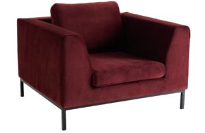 Nordic Design V&iacute;nově červen&eacute; sametov&eacute; křeslo Samara