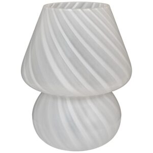 Nordic Living B&iacute;l&aacute; skleněn&aacute; stoln&iacute; LED lampa Alikon