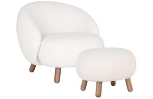 Nordic Living B&iacute;l&eacute; křeslo Svona s podnožkou