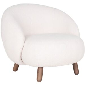 Nordic Living B&iacute;l&eacute; l&aacute;tkov&eacute; lounge křeslo Svona