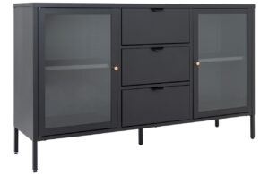 Nordic Living Čern&aacute; kovov&aacute; komoda Dobby 140 x 40 cm