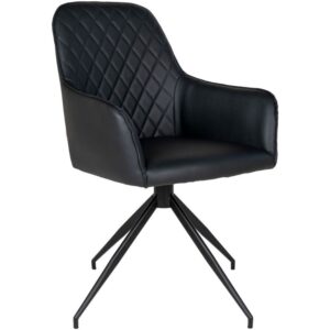 Nordic Living Čern&aacute; koženkov&aacute; otočn&aacute; j&iacute;deln&iacute; židle Malvik