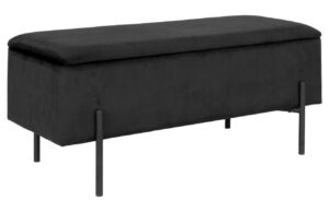 Nordic Living Čern&aacute; sametov&aacute; lavice Wilfred 95 cm