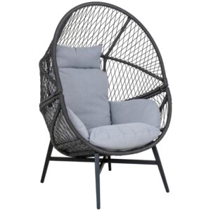 Nordic Living Čern&eacute; plastov&eacute; zahradn&iacute; lounge křeslo Rosario