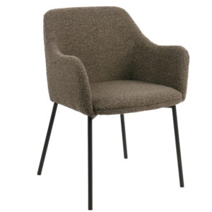 Nordic Living Hněd&aacute; boucl&eacute; j&iacute;deln&iacute; židle Melilla