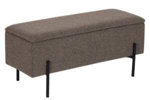 Nordic Living Hněd&aacute; boucl&eacute; lavice Bradford 95 cm