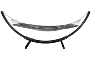 Nordic Living &Scaron;ed&aacute; bavlněn&aacute; houpac&iacute; s&iacute;ť Tripoli 320 x 120 cm se stojanem