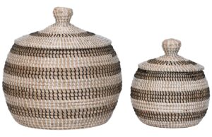 Nordic Living Set dvou dekorativn&iacute;ch ko&scaron;ů z př&iacute;rodn&iacute;ch vl&aacute;ken Ipony 26/40 cm