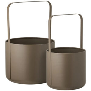 Nordic Living Set dvou hněd&yacute;ch kovov&yacute;ch květin&aacute;čů Zyra &Oslash; 19/24