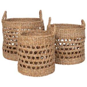 Nordic Living Set tř&iacute; dekorativn&iacute;ch ko&scaron;ů Baliro 28/32/36 cm z př&iacute;rodn&iacute;ch vl&aacute;ken