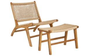 Nordic Living Teakov&eacute; křeslo Debra s podnožkou