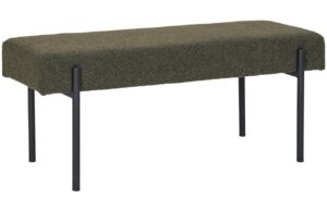 Nordic Living Tmavě zelen&aacute; boucl&eacute; lavice Swipper 100 cm