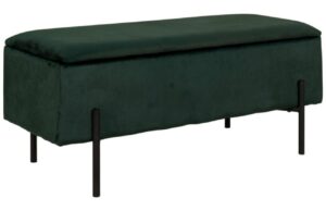 Nordic Living Tmavě zelen&aacute; sametov&aacute; lavice Wilfred 95 cm