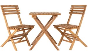 Nordic Living Zahradn&iacute; set dvou teakov&yacute;ch židl&iacute; a stolku Cuenca