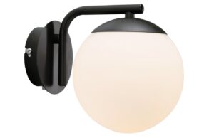 Nordlux Op&aacute;lově b&iacute;l&eacute; skleněn&eacute; n&aacute;stěnn&eacute; světlo Grant s čern&yacute;m zavě&scaron;en&iacute;m