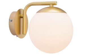 Nordlux Op&aacute;lově b&iacute;l&eacute; skleněn&eacute; n&aacute;stěnn&eacute; světlo Grant s mosazn&yacute;m zavě&scaron;en&iacute;m