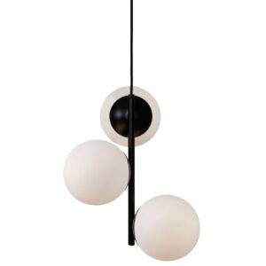 Nordlux Op&aacute;lově b&iacute;l&eacute; skleněn&eacute; z&aacute;věsn&eacute; světlo Lilly s černou z&aacute;kladnou