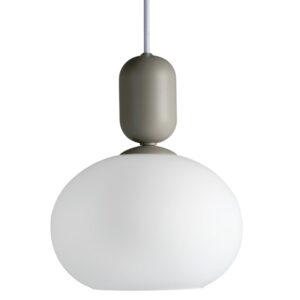 Nordlux Op&aacute;lově b&iacute;l&eacute; skleněn&eacute; z&aacute;věsn&eacute; světlo Notti 20 cm s b&eacute;žov&yacute;m zavě&scaron;en&iacute;m