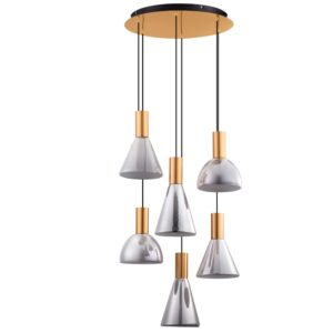 Nova Luce Kouřově &scaron;ed&eacute; skleněn&eacute; z&aacute;věsn&eacute; LED světlo Voi 52 cm